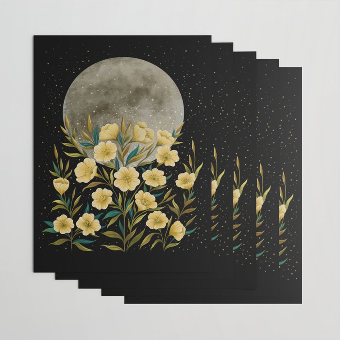 Moon Greeting- Yellow Evening Primrose Wrapping Paper Gallery Image 3
