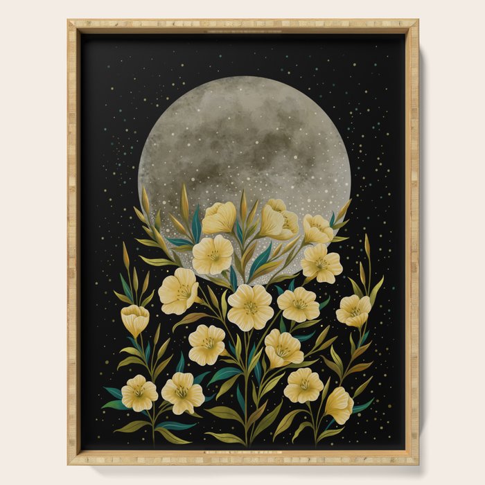 Moon Greeting- Yellow Evening Primrose Serving Tray Gallery Image 1