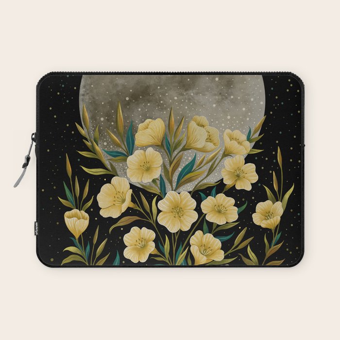 Moon Greeting- Yellow Evening Primrose Laptop Sleeve Gallery Image 1