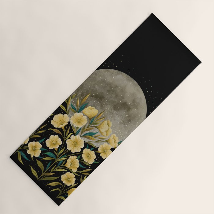 Moon Greeting- Yellow Evening Primrose Yoga Mat Gallery Image 1