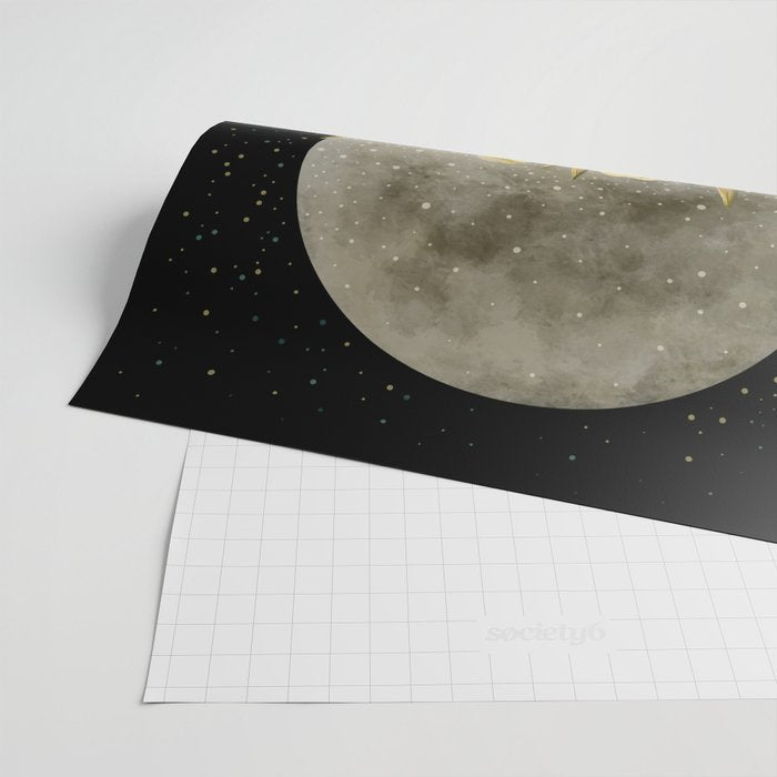 Moon Greeting- Yellow Evening Primrose Wrapping Paper Gallery Image 2