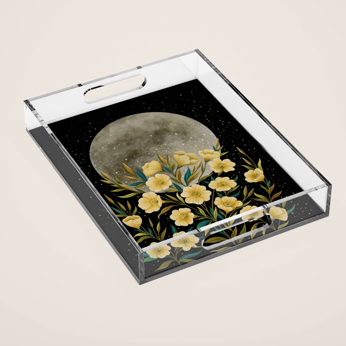 Moon Greeting- Yellow Evening Primrose Acrylic Tray Gallery Image 1