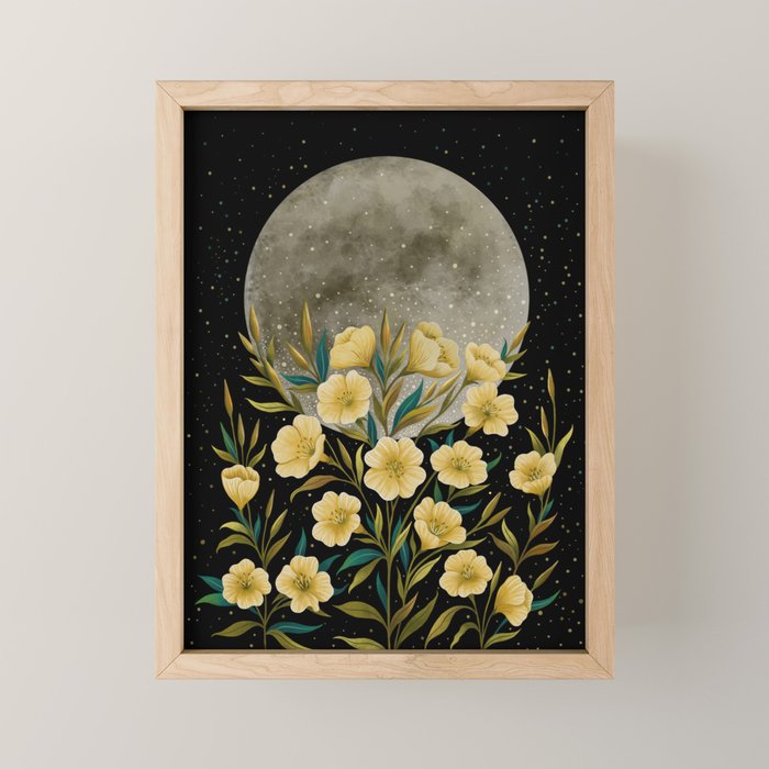 Moon Greeting- Yellow Evening Primrose Mini Art Print