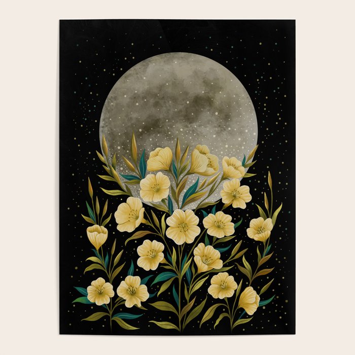 Moon Greeting- Yellow Evening Primrose Poster Gallery Image 1