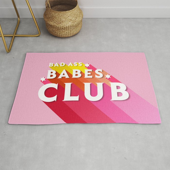Bad Ass babes club in pink Rug Gallery Image 1