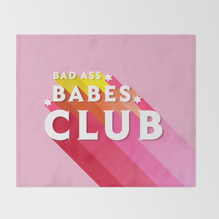 Bad Ass babes club in pink Throw Blanket Gallery Image 2