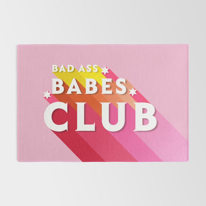Bad Ass babes club in pink Rug Gallery Image 2