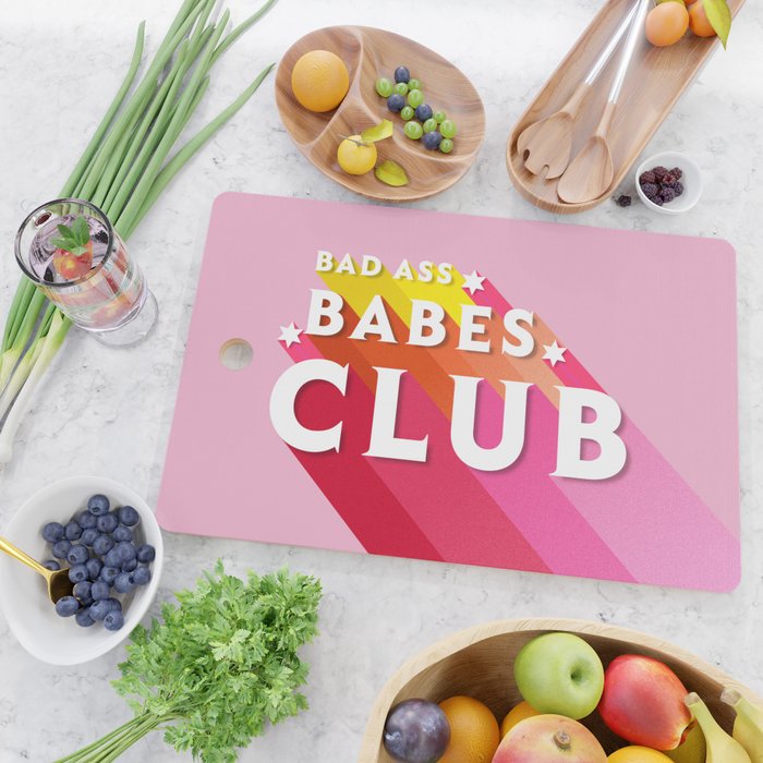 Bad Ass babes club in pink Cutting Board Gallery Image 2