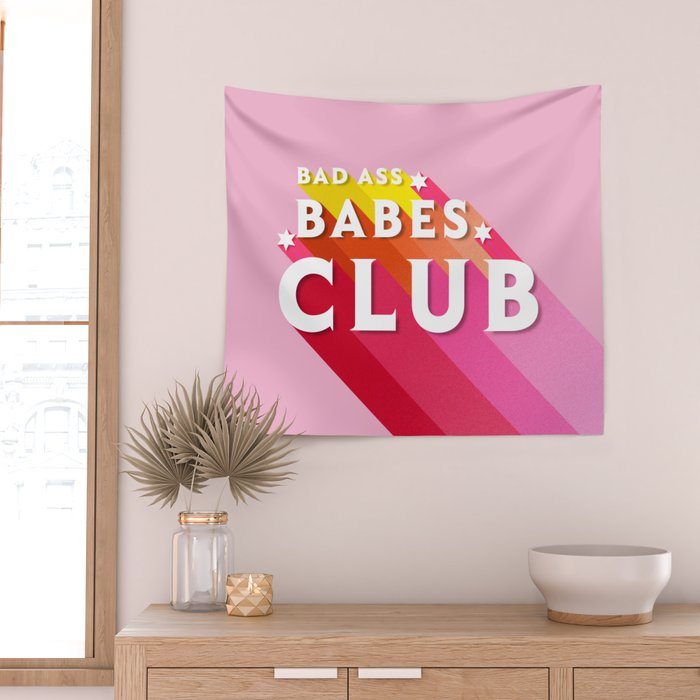 Bad Ass babes club in pink Wall Tapestry Gallery Image 2