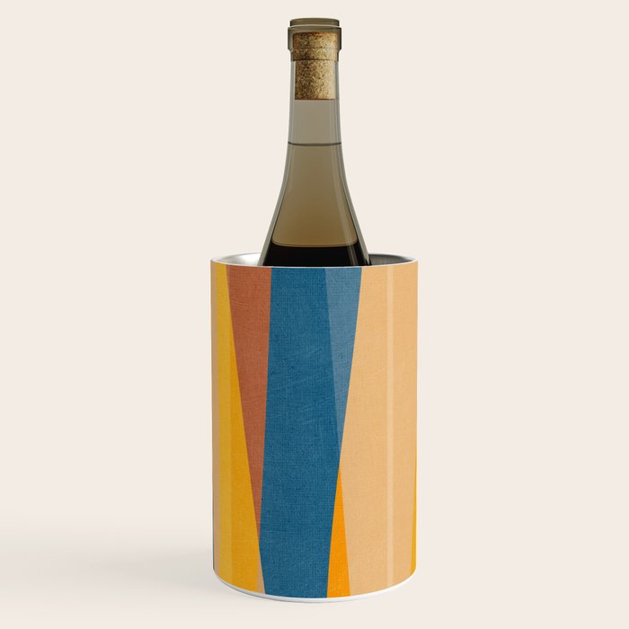 Blue Yellow Burnt-Orange Rust Abstract Artwork Wine Chiller Gallery Image 1
