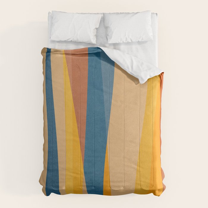 Blue Yellow Burnt-Orange Rust Abstract Artwork Comforter Gallery Image 1