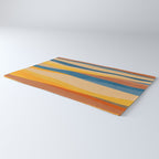 Blue Yellow Burnt-Orange Rust Abstract Artwork Rug Gallery Image 3