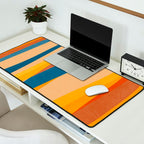 Blue Yellow Burnt-Orange Rust Abstract Artwork Desk Mat Gallery Image 2