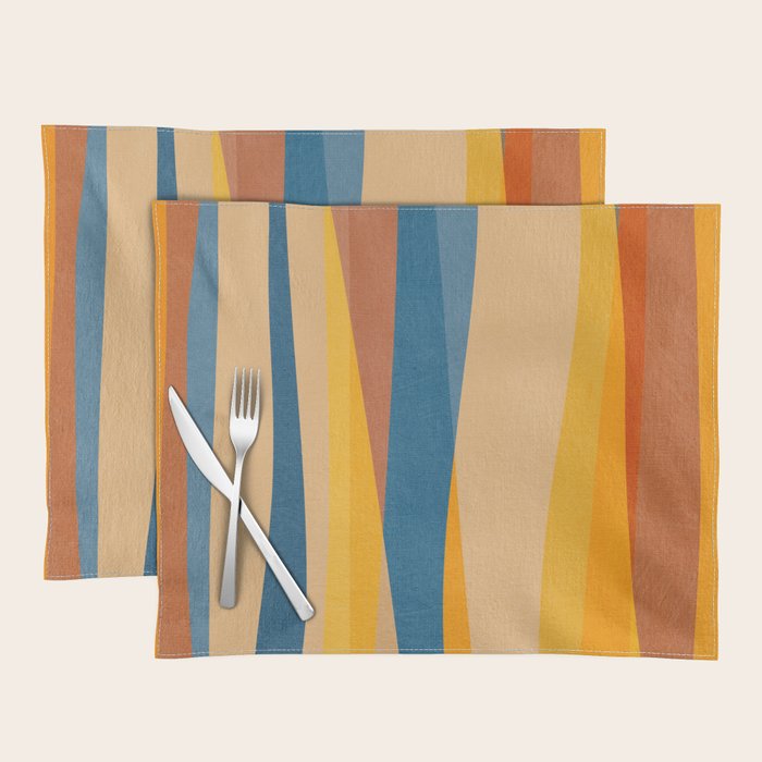 Blue Yellow Burnt-Orange Rust Abstract Artwork Placemat Gallery Image 1