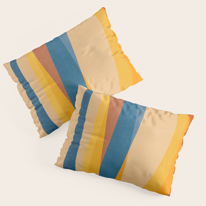 Blue Yellow Burnt-Orange Rust Abstract Artwork Pillow Sham Gallery Image 3