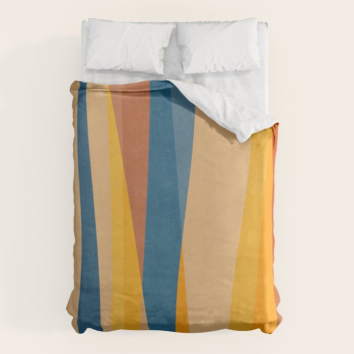 Blue Yellow Burnt-Orange Rust Abstract Artwork Duvet Cover Gallery Image 6
