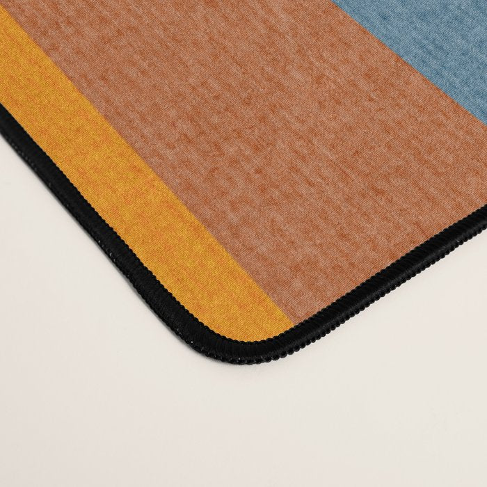 Blue Yellow Burnt-Orange Rust Abstract Artwork Desk Mat Gallery Image 4
