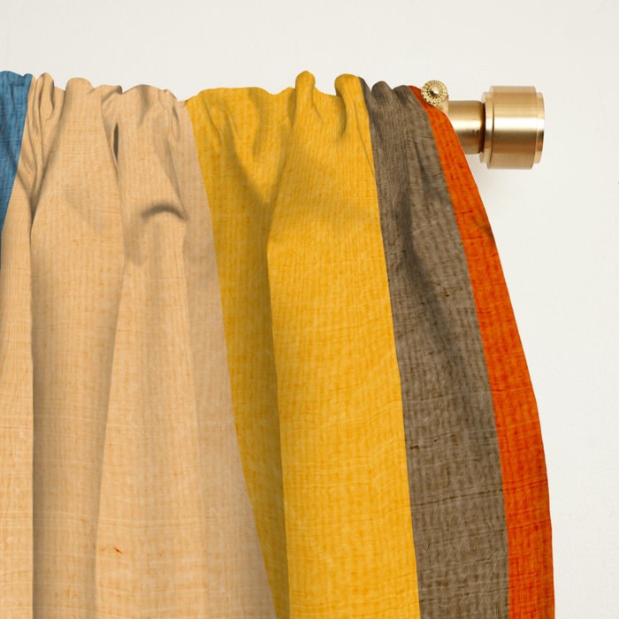 Blue Yellow Burnt-Orange Rust Abstract Artwork Window Curtain Gallery Image 2