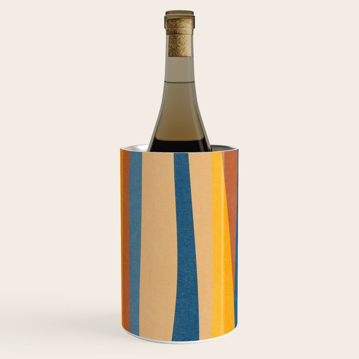 Blue Yellow Burnt-Orange Rust Abstract Artwork Wine Chiller Gallery Image 2