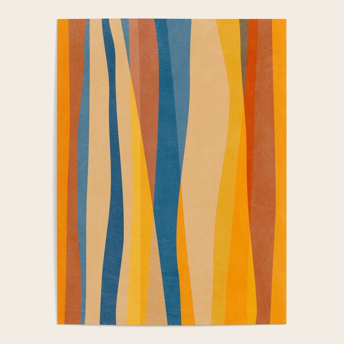 Blue Yellow Burnt-Orange Rust Abstract Artwork Poster Gallery Image 4