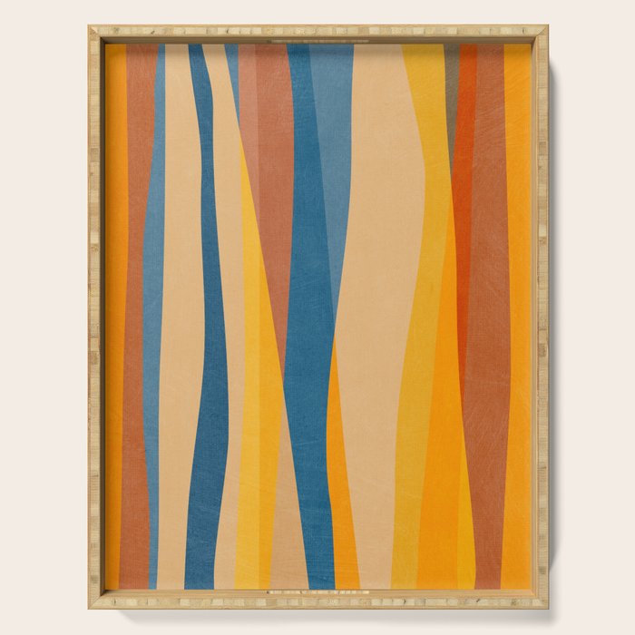 Blue Yellow Burnt-Orange Rust Abstract Artwork Serving Tray Gallery Image 1