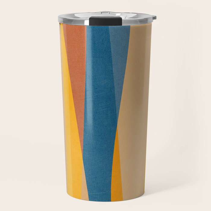 Blue Yellow Burnt-Orange Rust Abstract Artwork Travel Mug Gallery Image 1