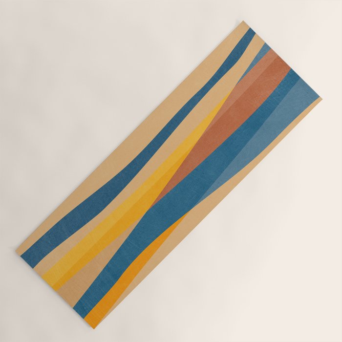 Blue Yellow Burnt-Orange Rust Abstract Artwork Yoga Mat Gallery Image 1