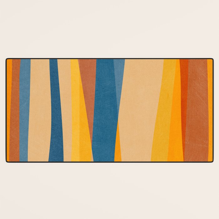 Blue Yellow Burnt-Orange Rust Abstract Artwork Desk Mat Gallery Image 3