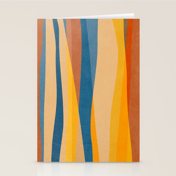 Blue Yellow Burnt-Orange Rust Abstract Artwork Stationery Card Gallery Image 1
