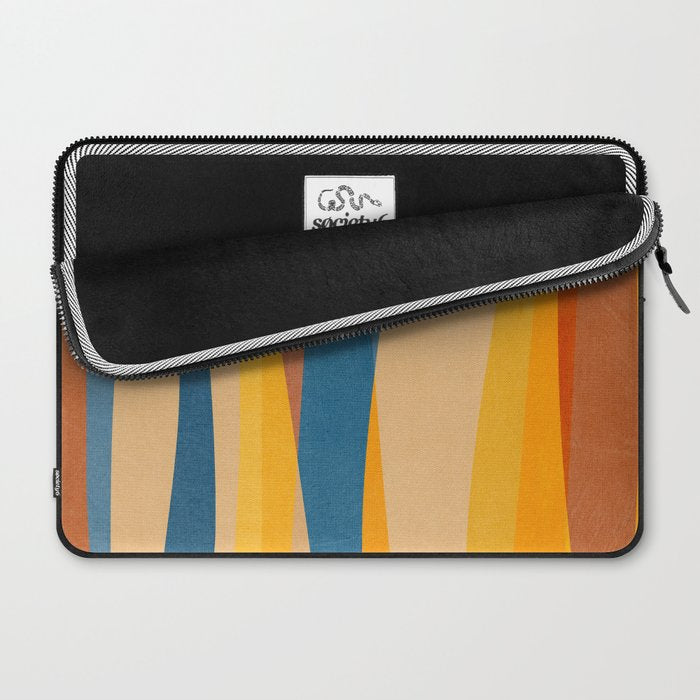 Blue Yellow Burnt-Orange Rust Abstract Artwork Laptop Sleeve Gallery Image 2
