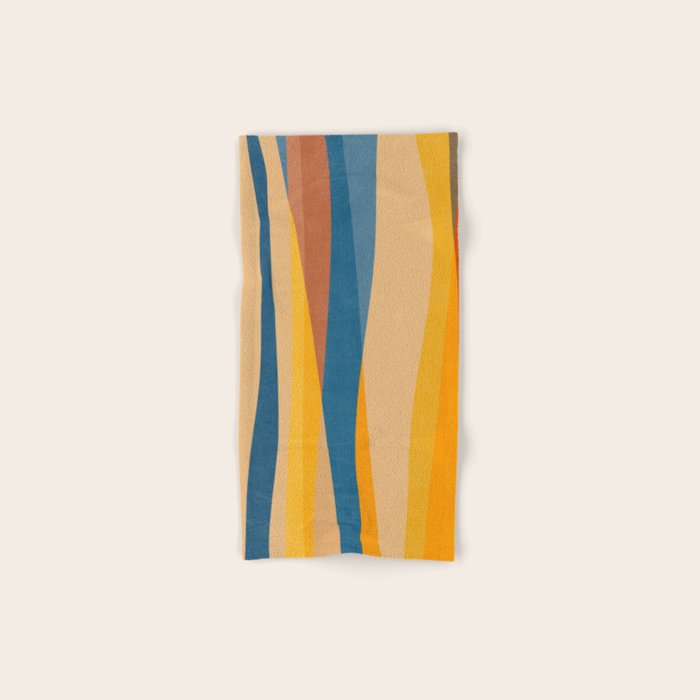 Blue Yellow Burnt-Orange Rust Abstract Artwork Bath Towel Gallery Image 1