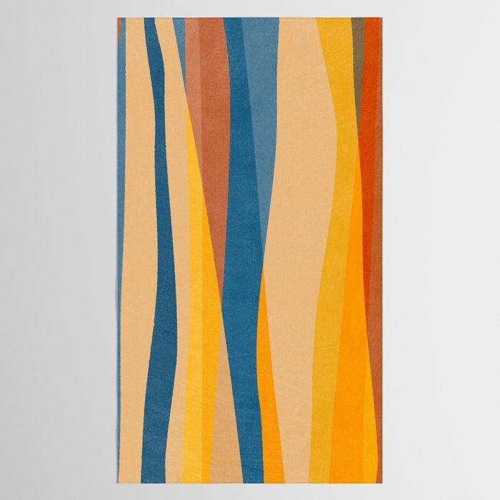 Blue Yellow Burnt-Orange Rust Abstract Artwork Tablecloth Gallery Image 2