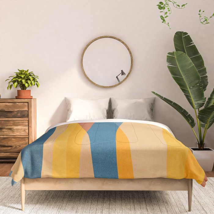 Blue Yellow Burnt-Orange Rust Abstract Artwork Comforter Gallery Image 3