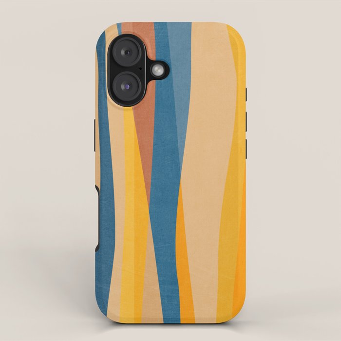 Blue Yellow Burnt-Orange Rust Abstract Artwork iPhone Case Gallery Image 1