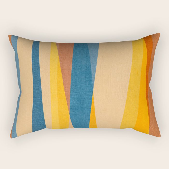 Blue Yellow Burnt-Orange Rust Abstract Artwork Rectangular Pillow Gallery Image 1