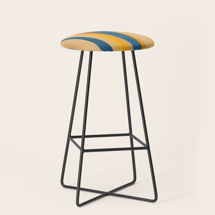 Blue Yellow Burnt-Orange Rust Abstract Artwork Stool Gallery Image 1