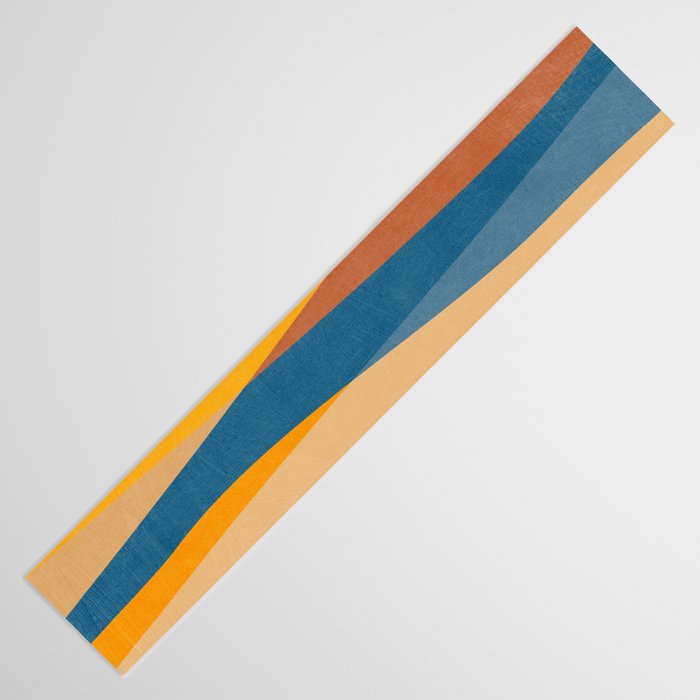 Blue Yellow Burnt-Orange Rust Abstract Artwork Table Runner Gallery Image 3