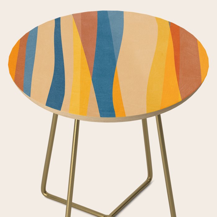 Blue Yellow Burnt-Orange Rust Abstract Artwork Side Table Gallery Image 2