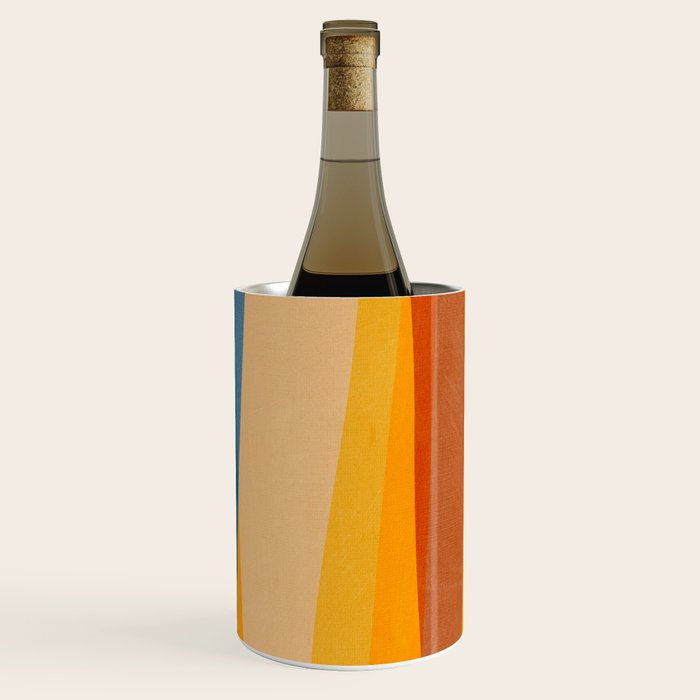Blue Yellow Burnt-Orange Rust Abstract Artwork Wine Chiller Gallery Image 3