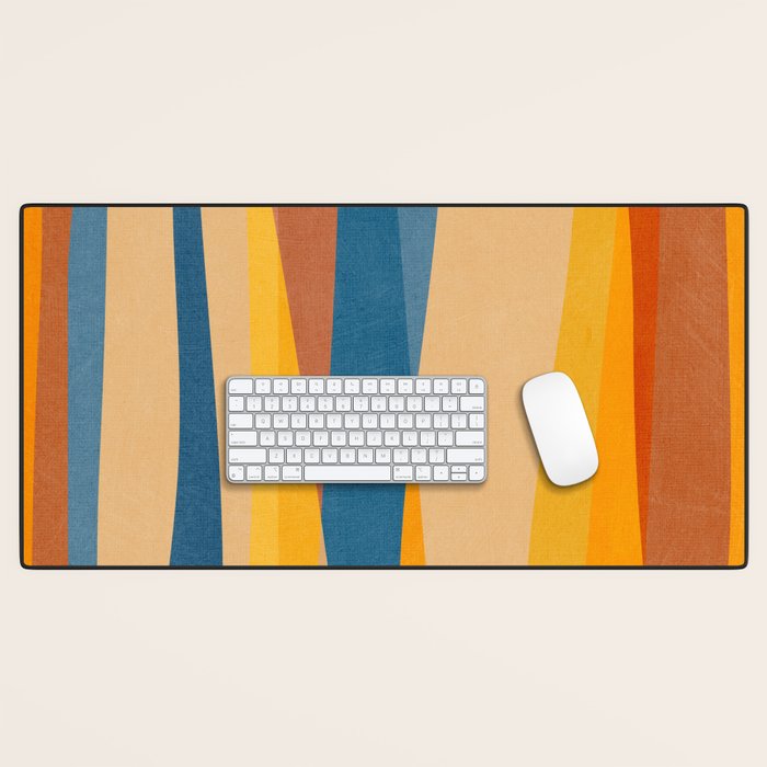 Blue Yellow Burnt-Orange Rust Abstract Artwork Desk Mat Gallery Image 1