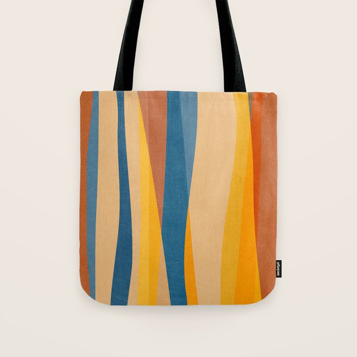 Blue Yellow Burnt-Orange Rust Abstract Artwork Tote Bag Gallery Image 1
