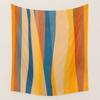 Blue Yellow Burnt-Orange Rust Abstract Artwork Wall Tapestry Gallery Image 4