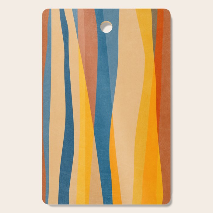 Blue Yellow Burnt-Orange Rust Abstract Artwork Cutting Board Gallery Image 1