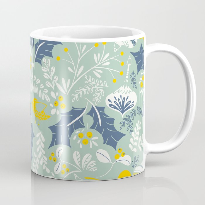 Wonderful ditsy holiday joy mint Coffee Mug Gallery Image 1