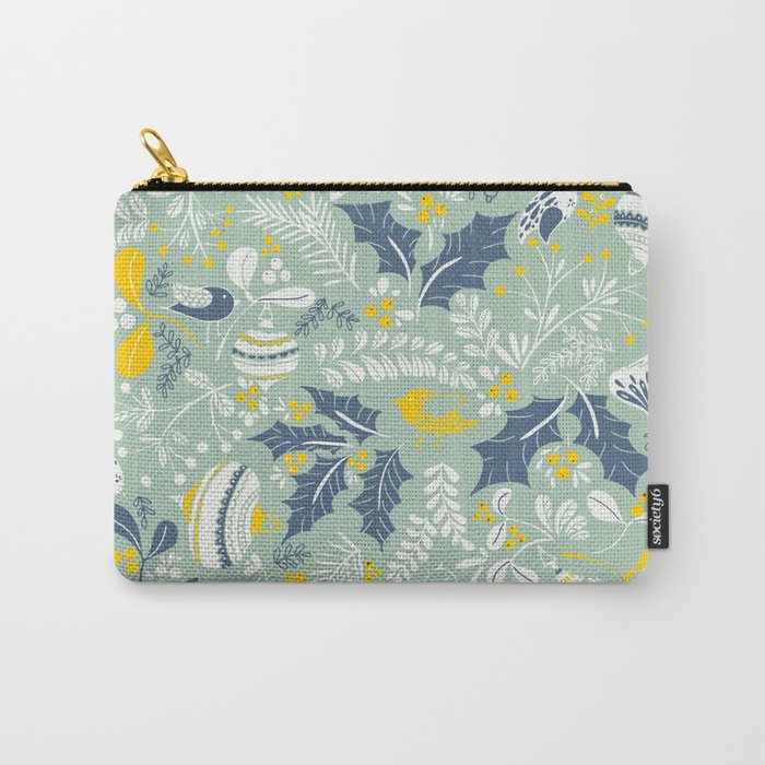 Wonderful ditsy holiday joy mint Carry All Pouch Gallery Image 1