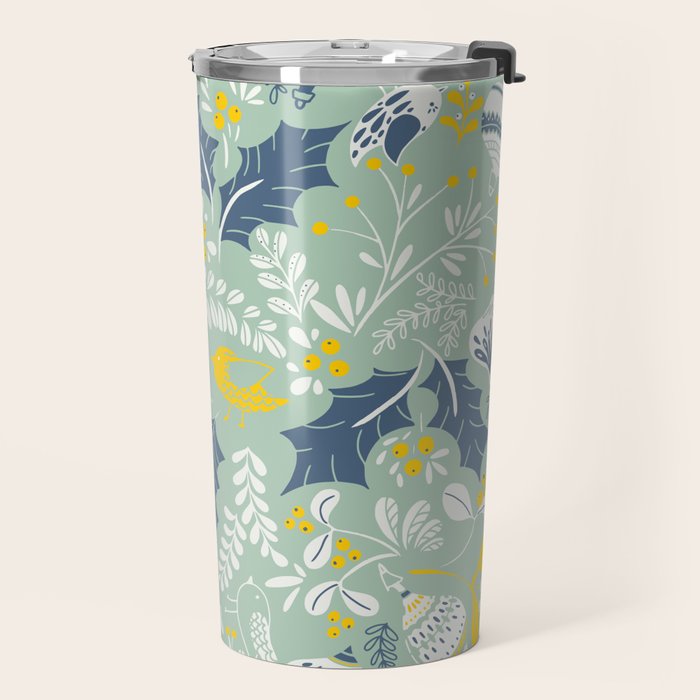 Wonderful ditsy holiday joy mint Travel Mug Gallery Image 2