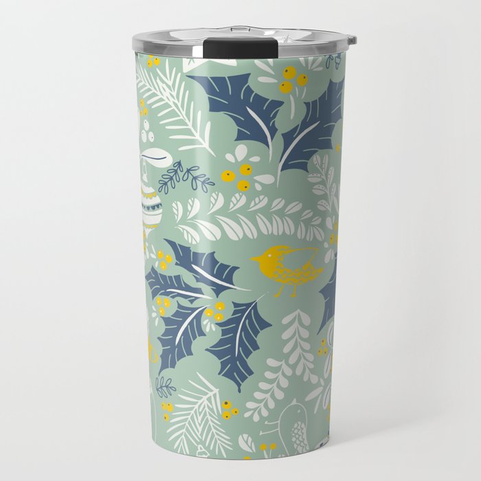 Wonderful ditsy holiday joy mint Travel Mug Gallery Image 1