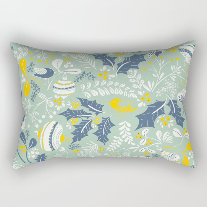Wonderful ditsy holiday joy mint Rectangular Pillow Gallery Image 2