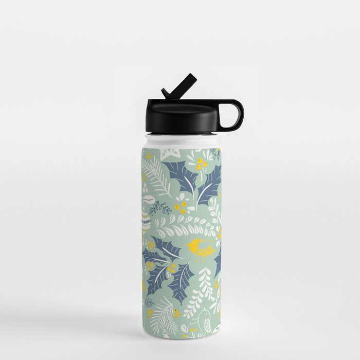 Wonderful ditsy holiday joy mint Water Bottle Gallery Image 1