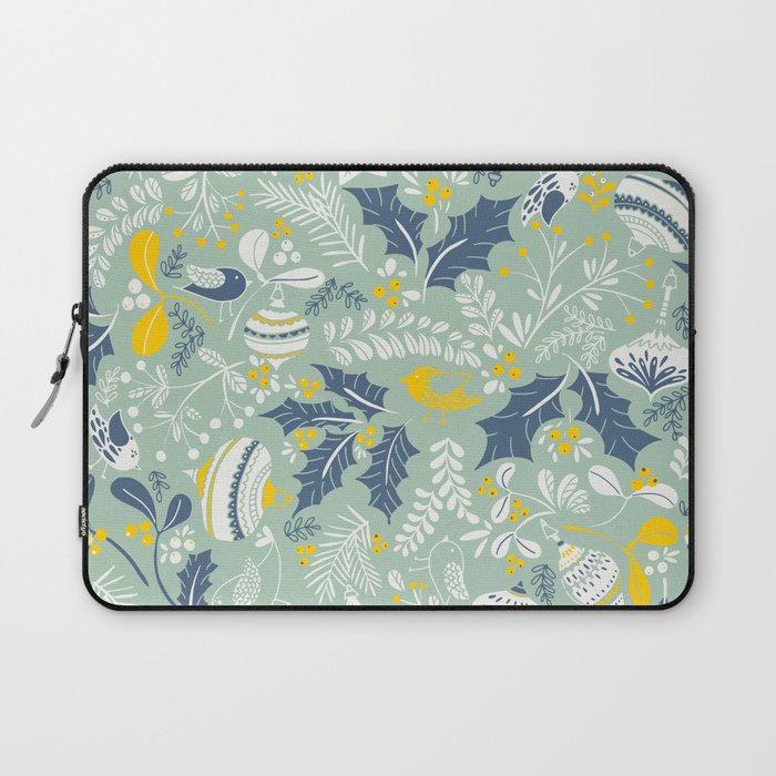 Wonderful ditsy holiday joy mint Laptop Sleeve Gallery Image 1